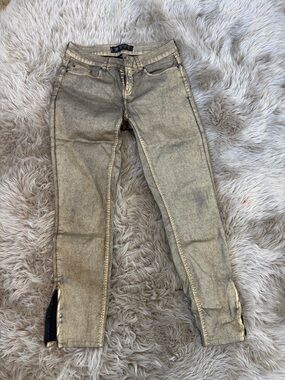 Zara Metallic Gold Skinny Jeans